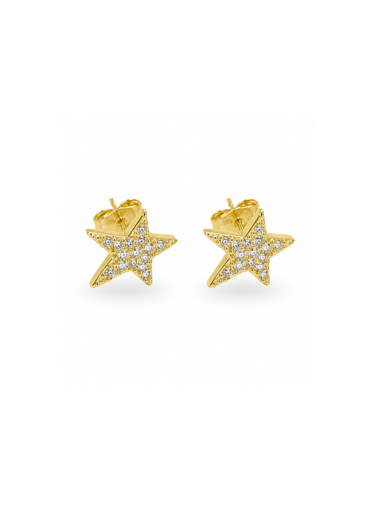 Estrella asimétrica en pavé chapa de oro