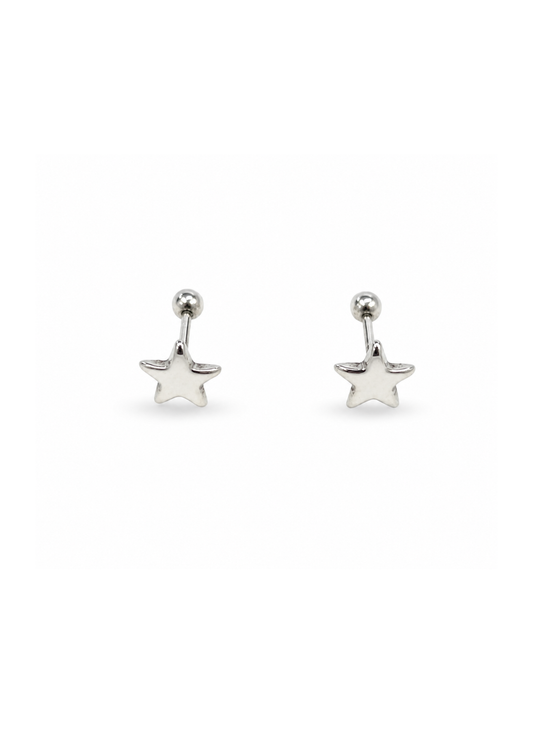 Aretes broqueles estrella plata