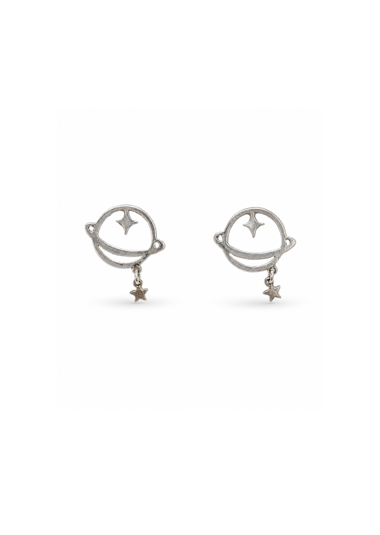Aretes broqueles planeta plata