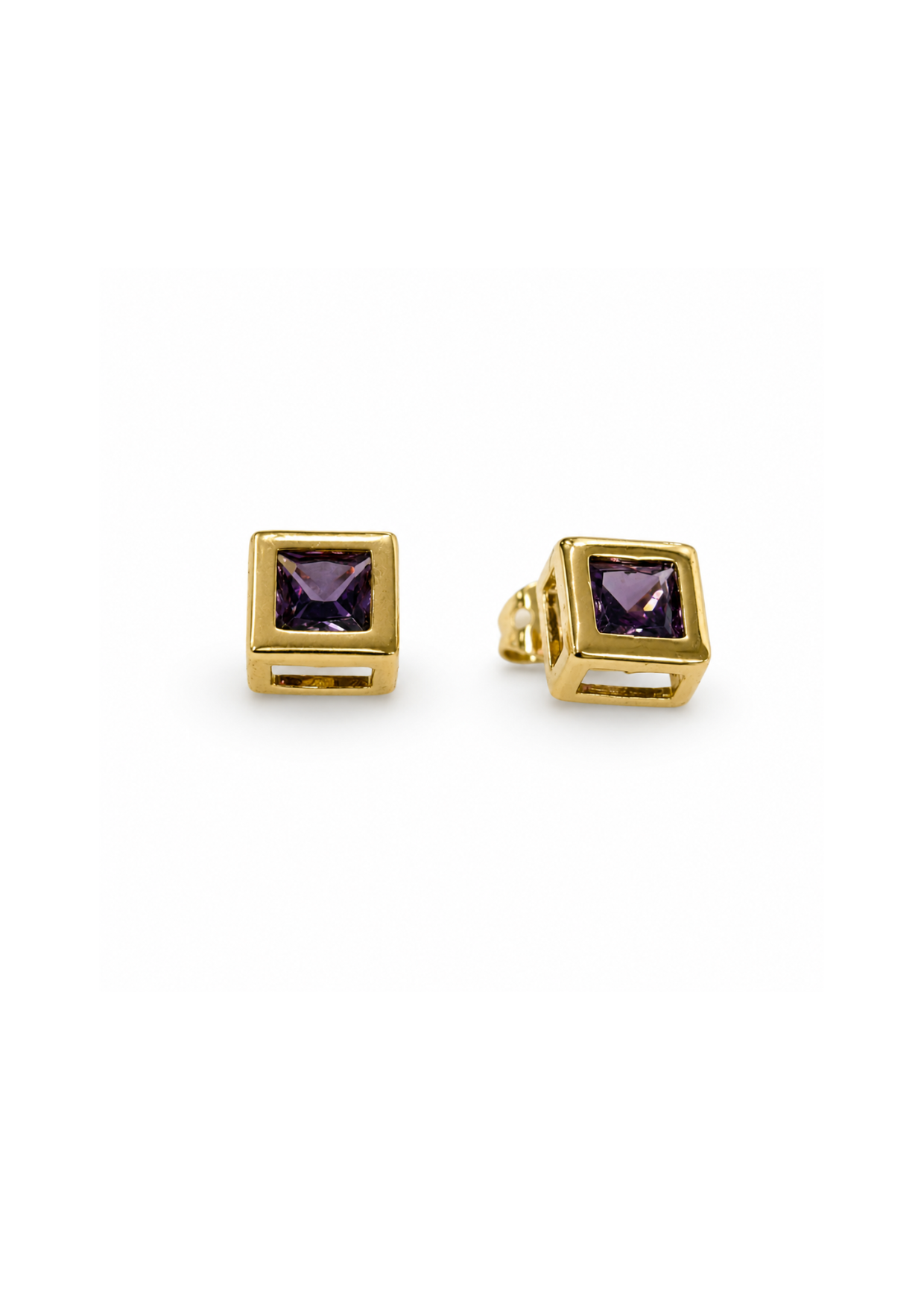 Aretes cuadrados biselados chapa de oro