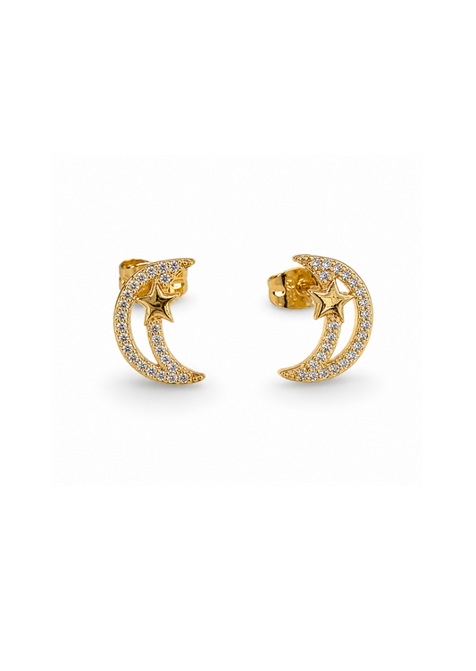 Aretes Luna creciente chapa de oro