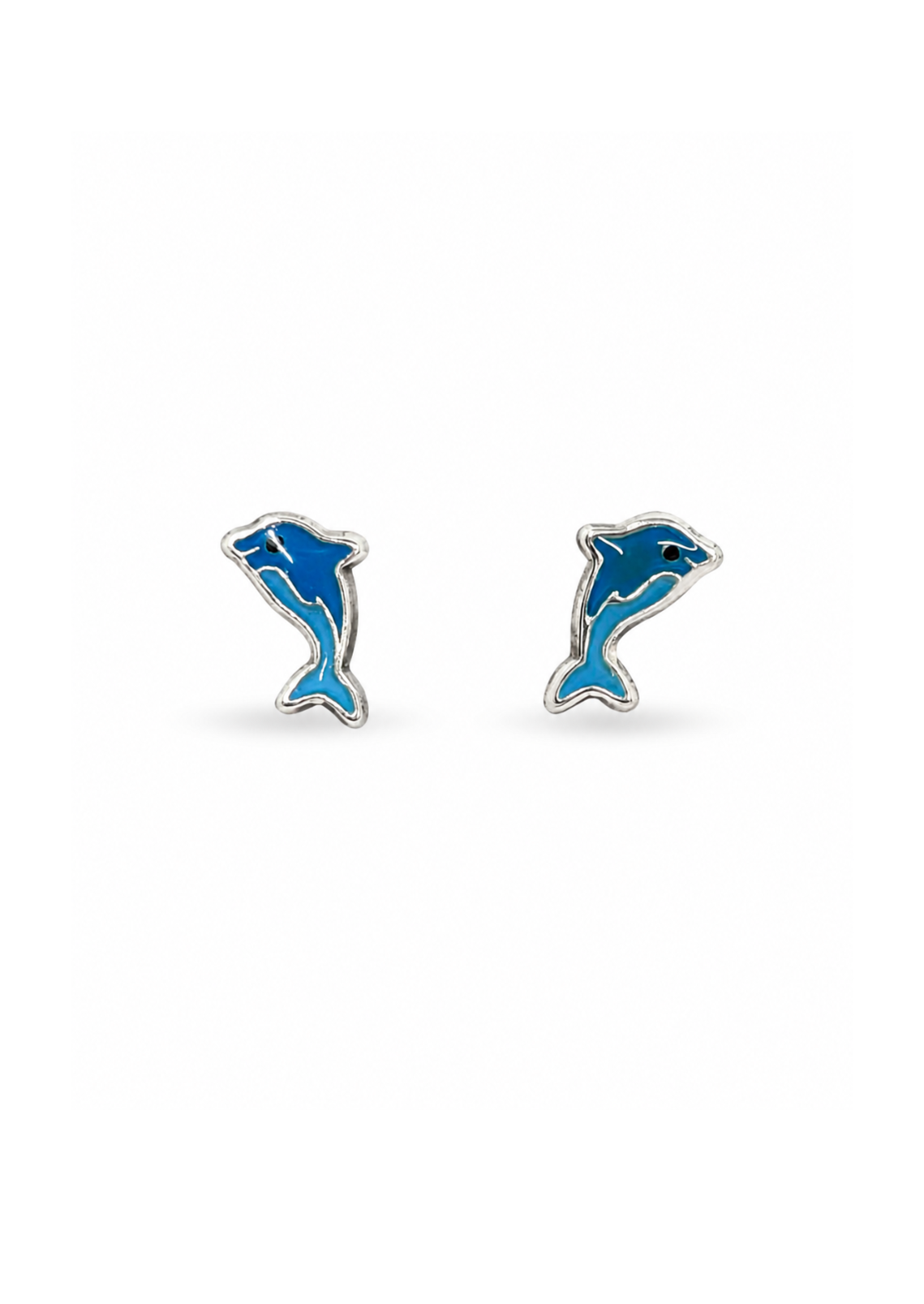 Aretes broqueles delfín azul plata