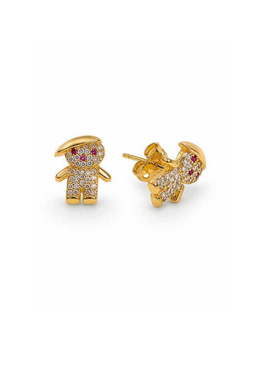 Aretes niños en pavé chapa de oro
