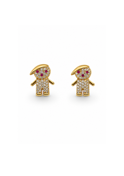 Aretes niños en pavé chapa de oro