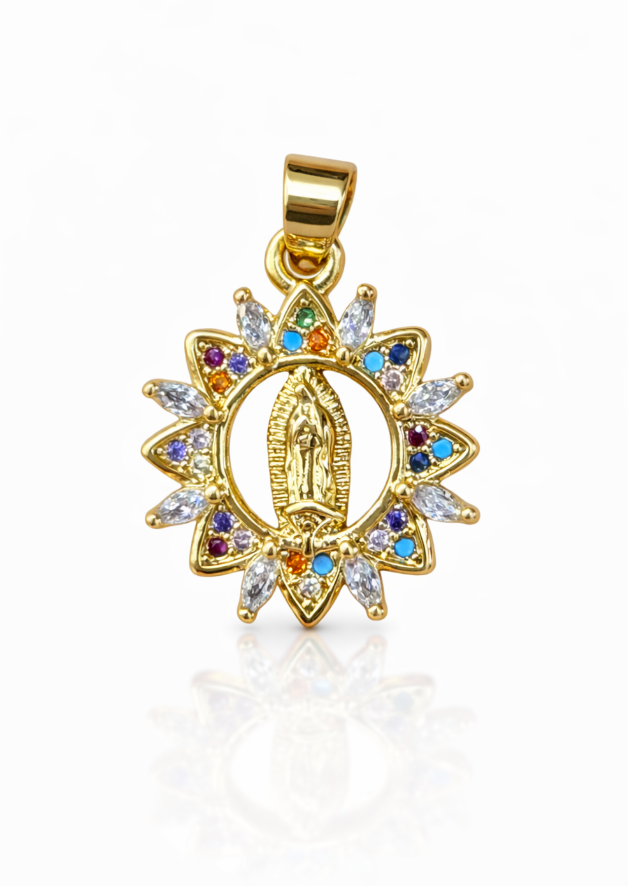 Dije marco estrella virgen de Guadalupe acero inoxidable