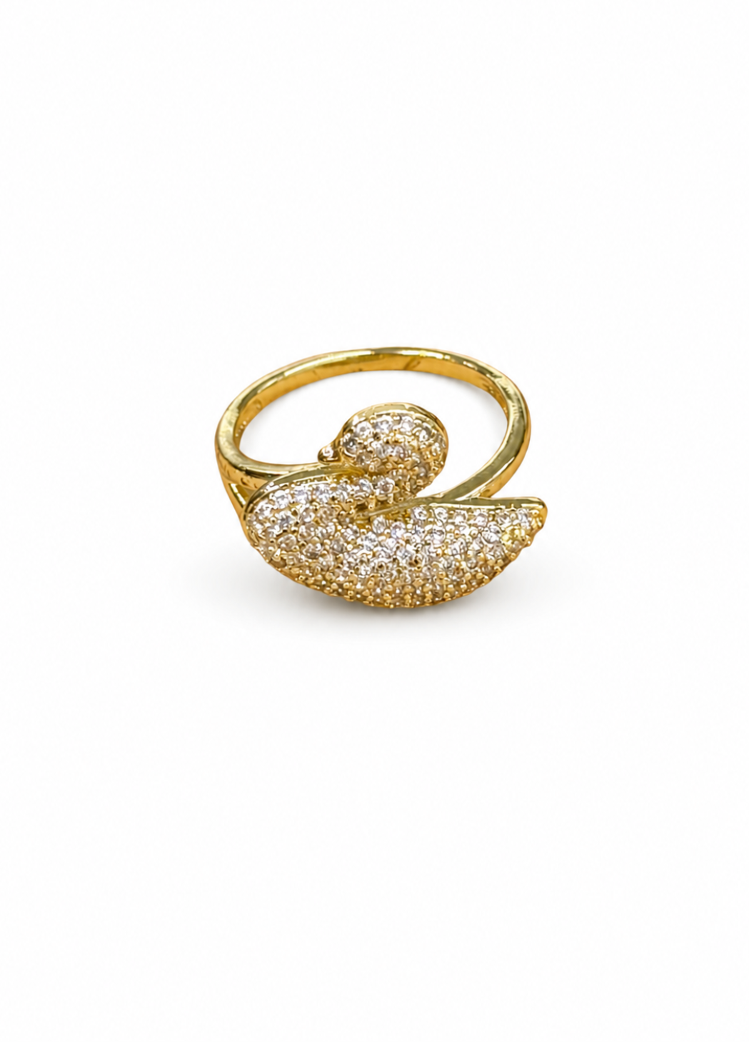Anillo cisne con zirconias chapa de oro
