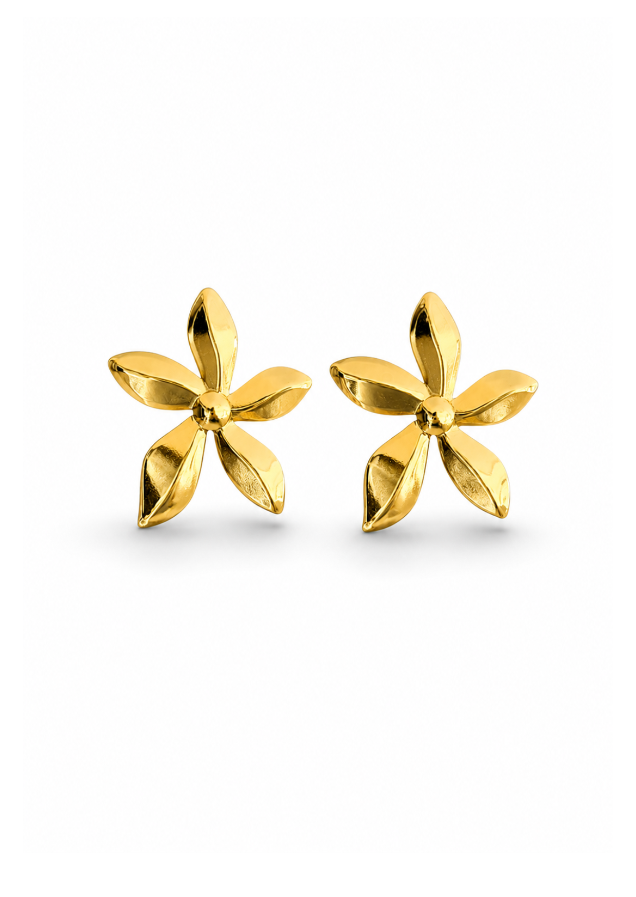 Aretes flores tropicales doradas acero inoxidable