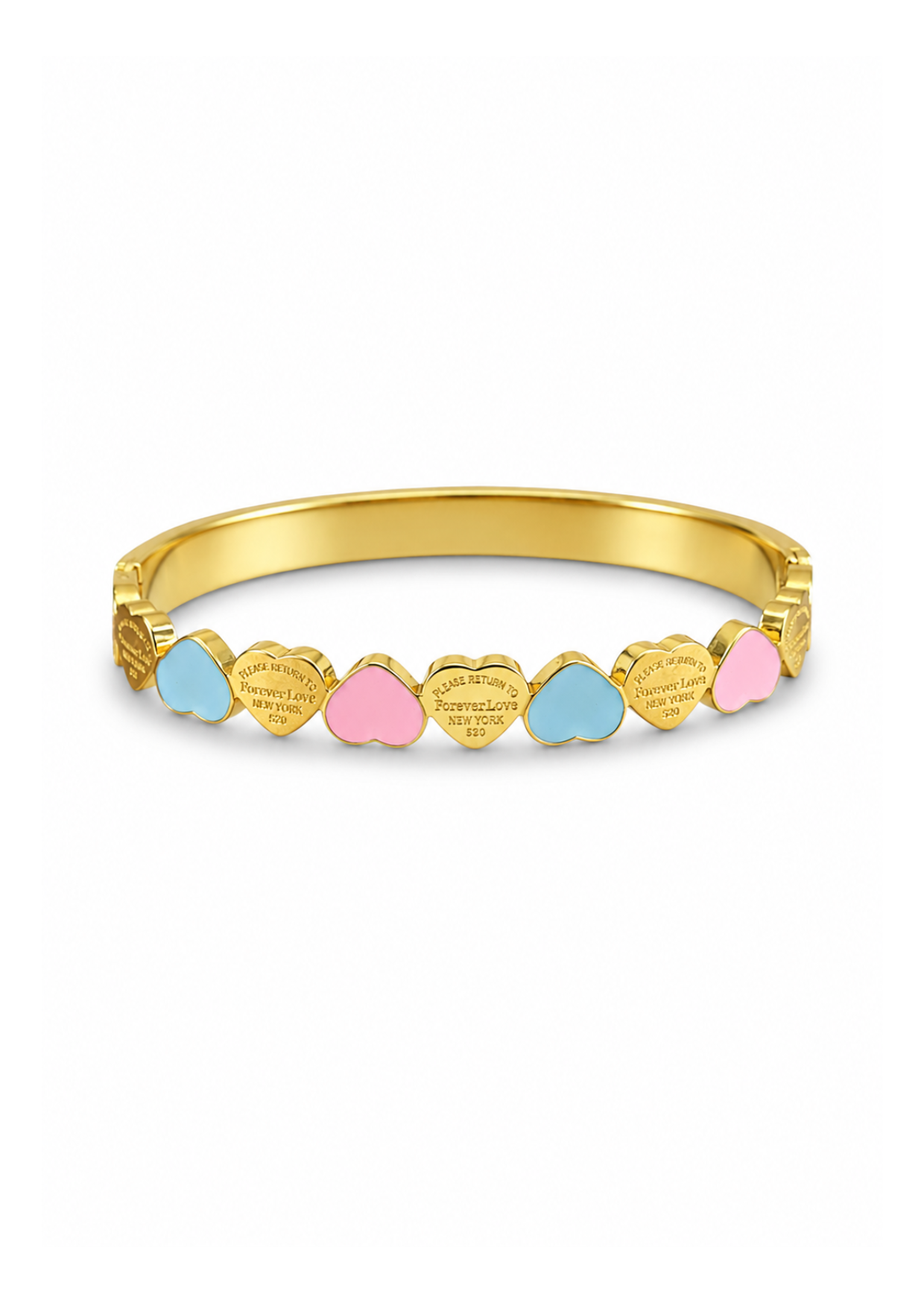 Brazalete corazones pastel acero titanio