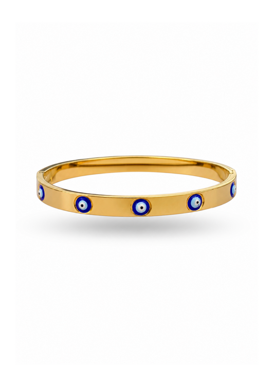 Brazalete ojos turcos azules acero titanio
