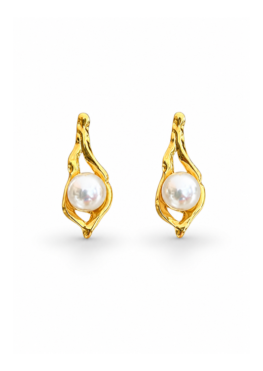 Aretes perla marina acero inoxidable