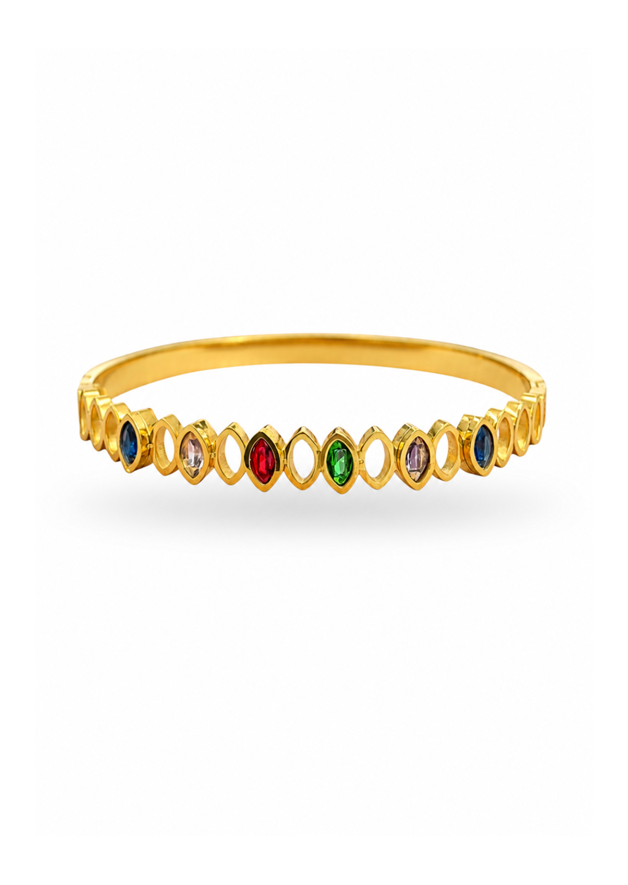 Brazalete mosaico de gemas acero titanio