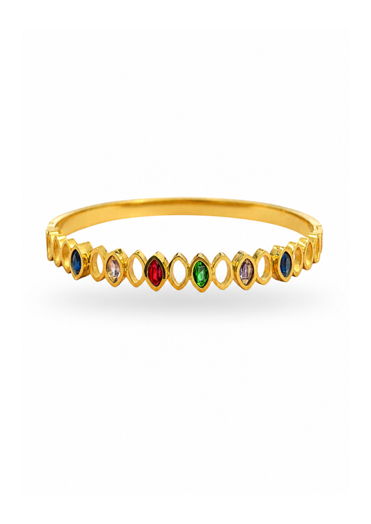 Brazalete mosaico de gemas acero titanio