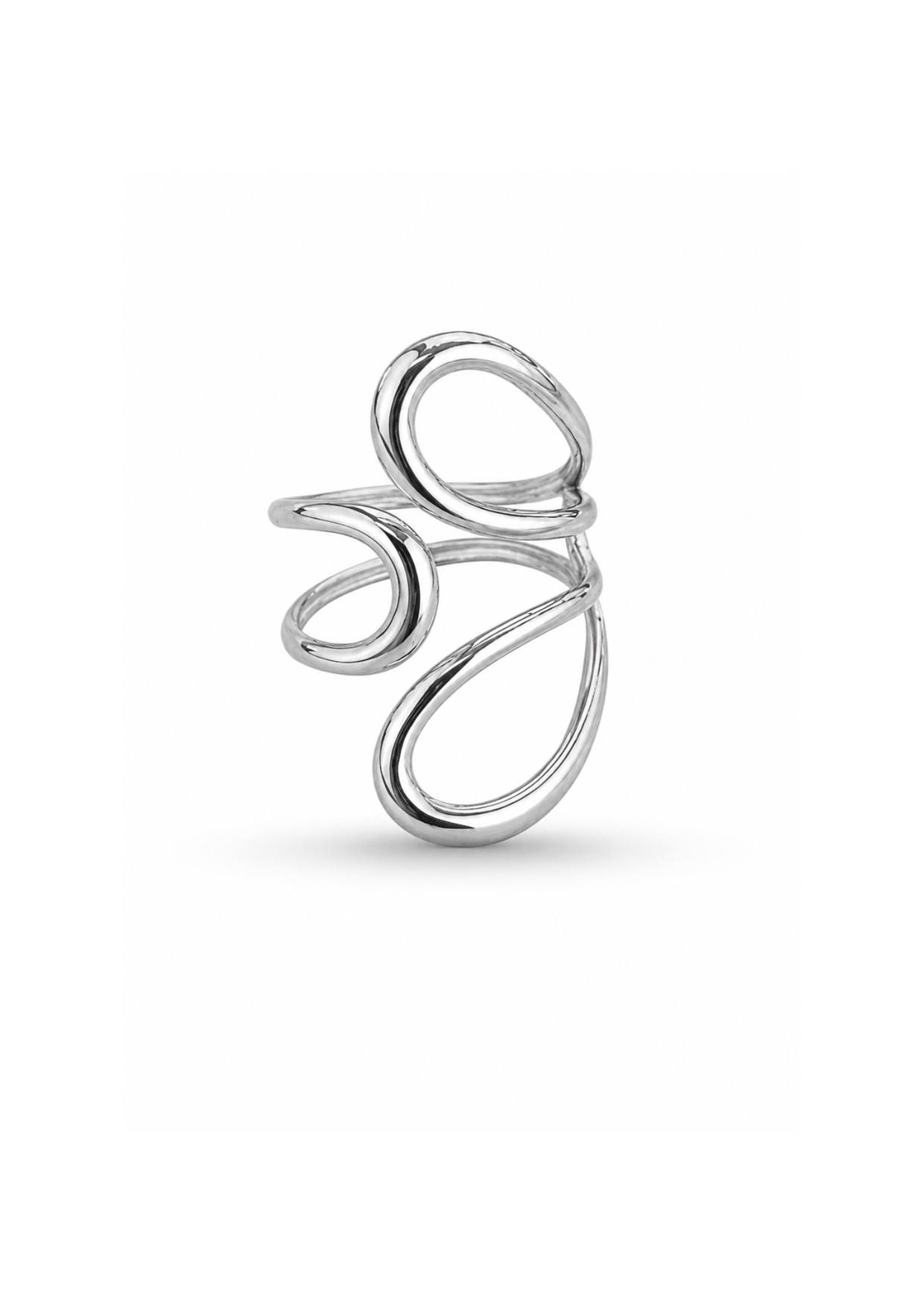 Anillo ondas plateado acero inoxidable