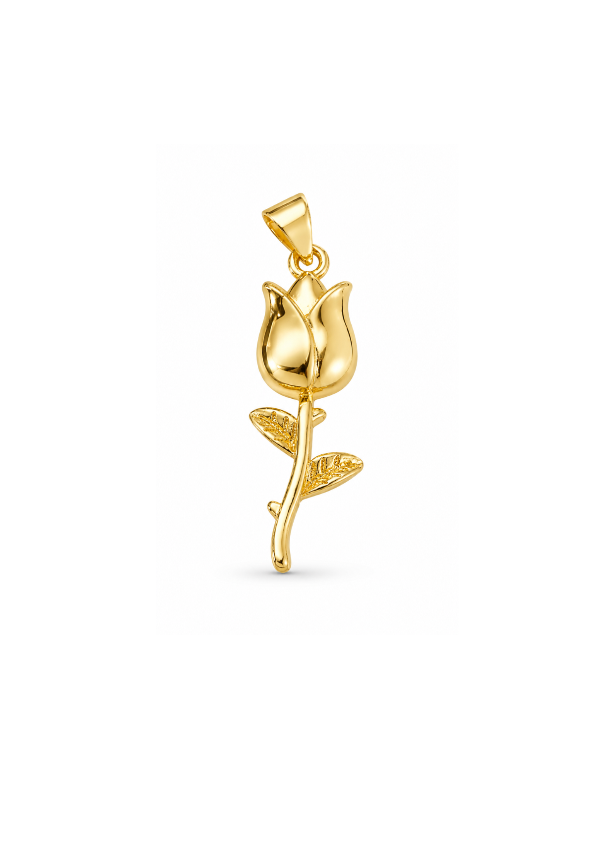 Dije tulipán liso dorado chapa de oro