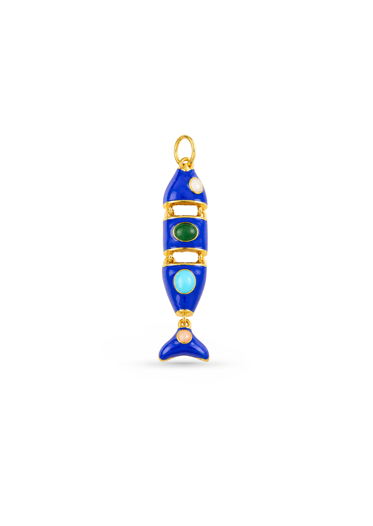 Dije pez azul marino chapa de oro
