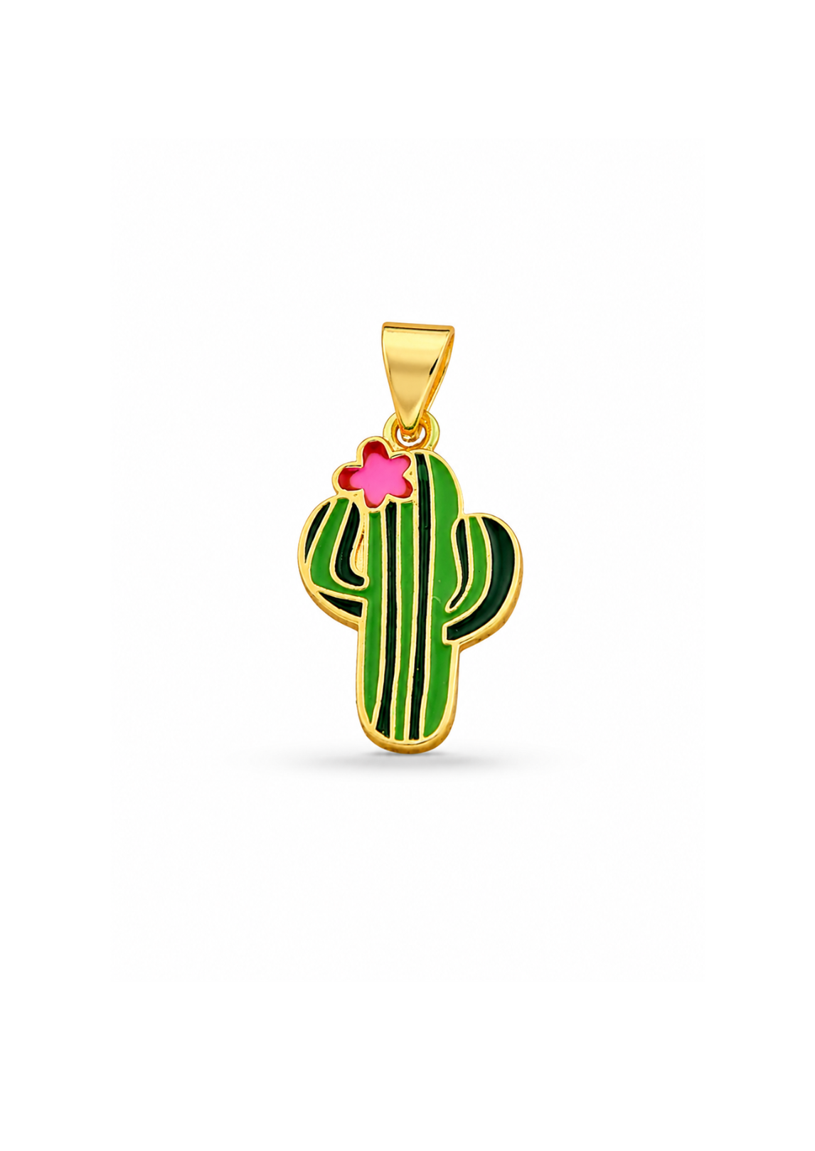 Dije cactus florido chapa de oro