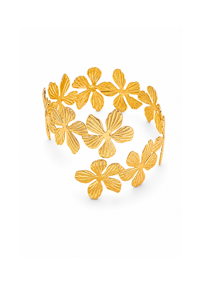 Brazalete para brazo flores continuas baño de oro