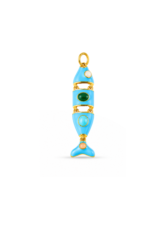 Dije pez azul chapa de oro