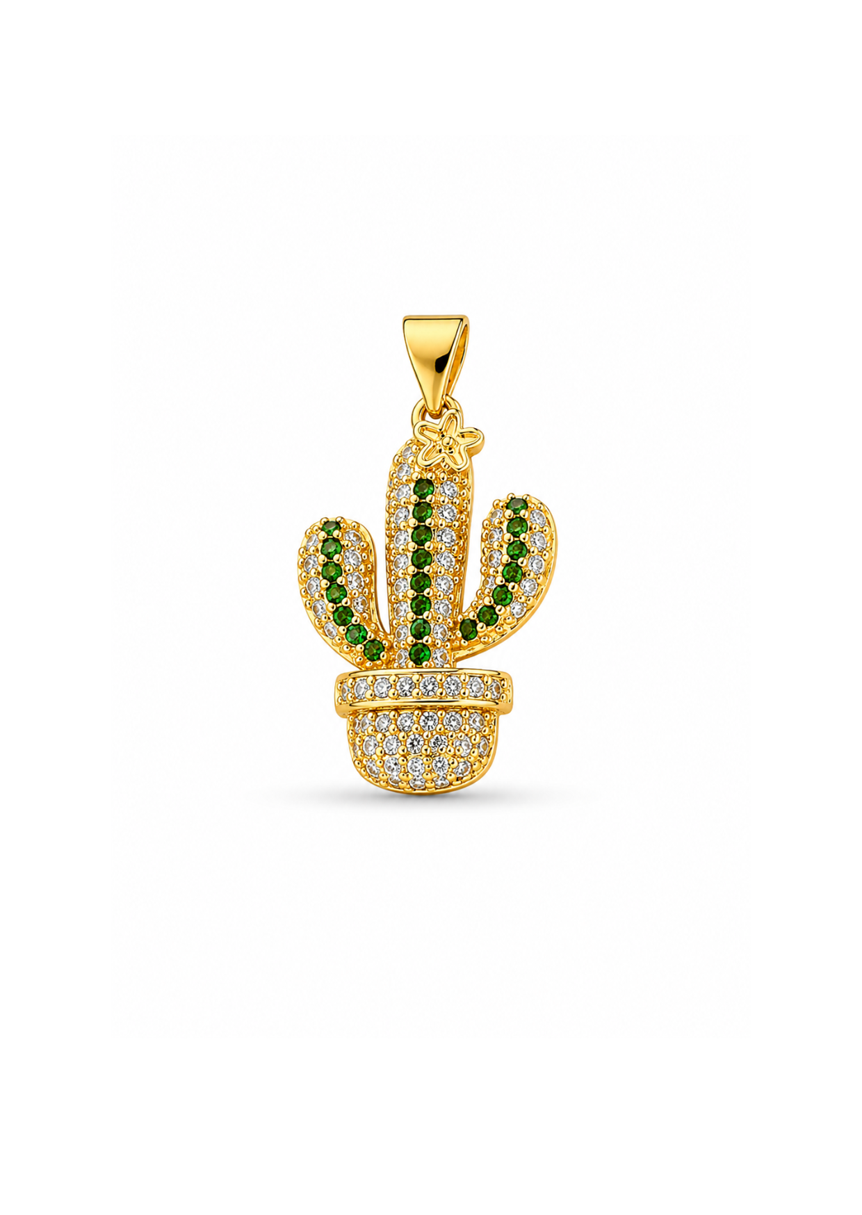 Dije cactus brillante chapa de oro