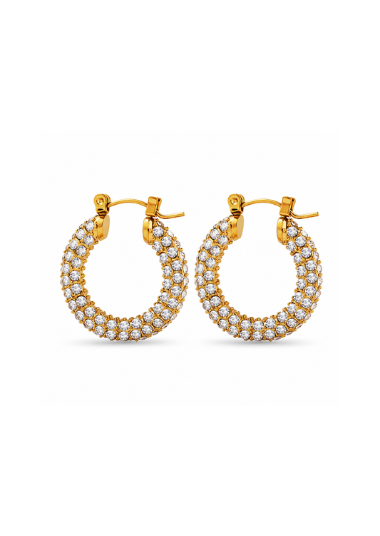 Aretes arracadas con zirconias acero inoxidable