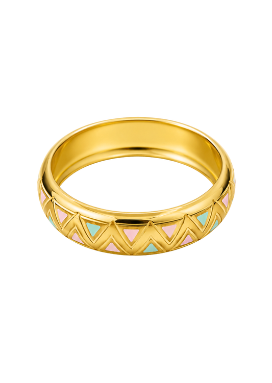 Brazalete grueso con triángulos pastel acero inoxidable