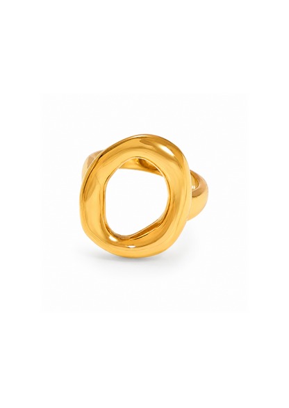 Anillo ovalado organic dorado acero inoxidable