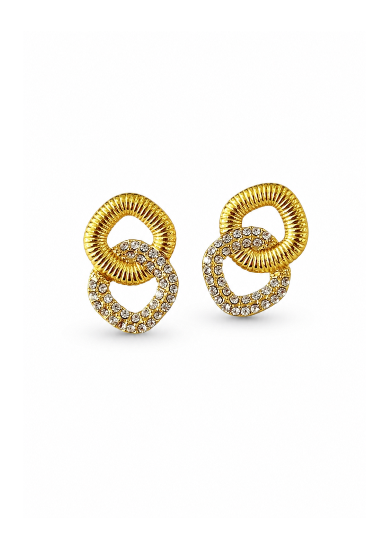 Aretes de círculos entrelazados con cristales acero inoxidable