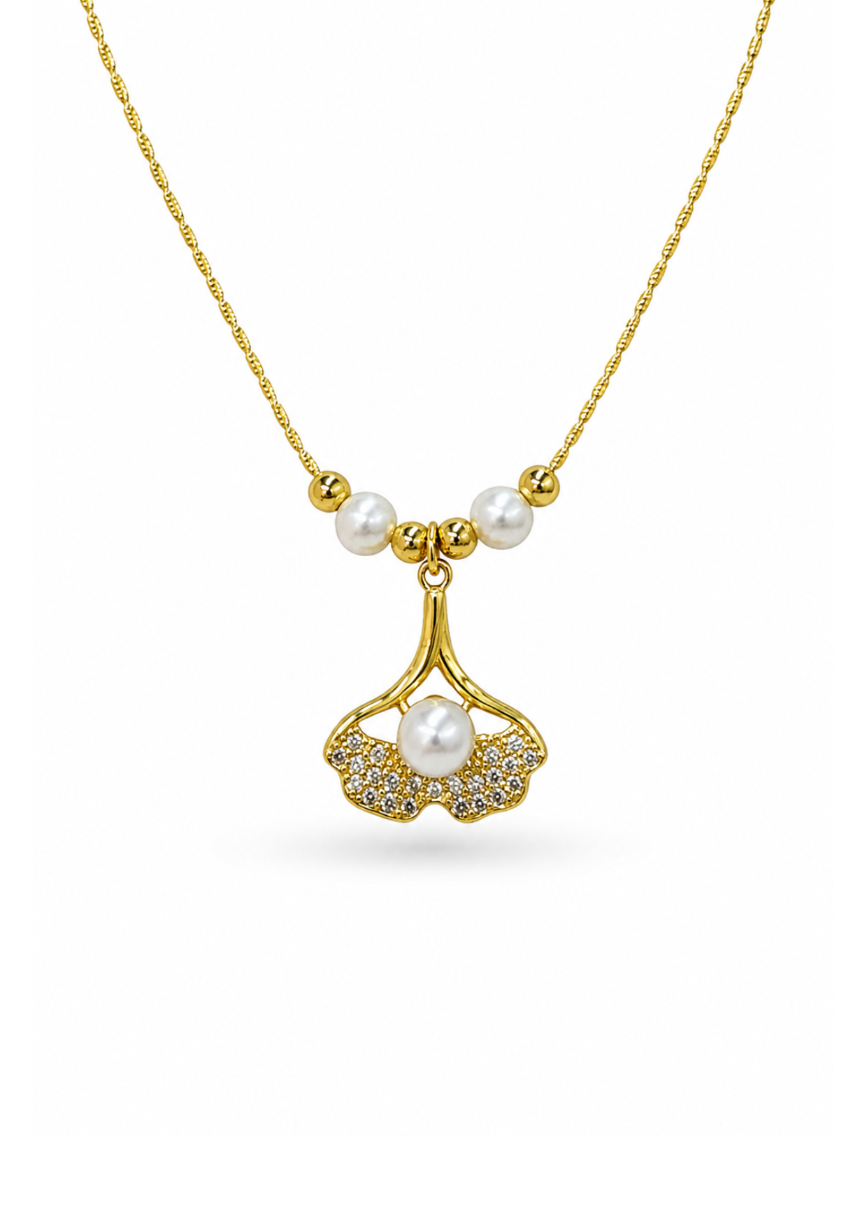 Collar cola de sirena con perla chapa de oro