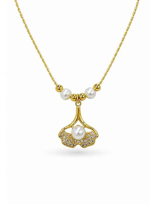 Collar cola de sirena con perla chapa de oro