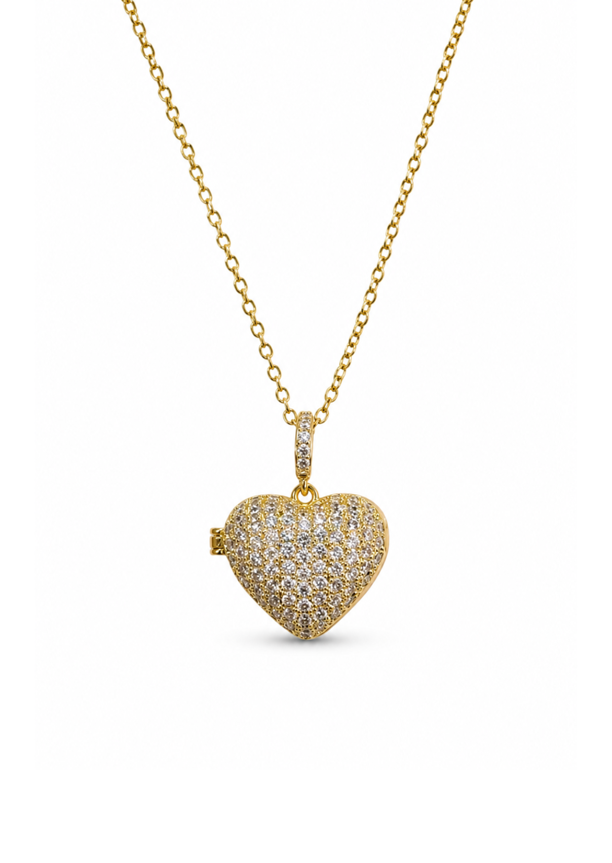 Collar relicario corazón con zirconias acero inoxidable