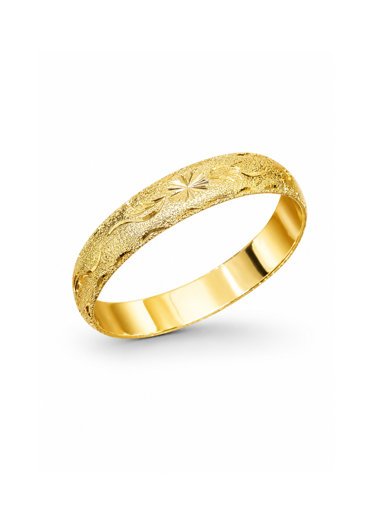 Brazalete semigrueso diamantado con broche chapa de oro