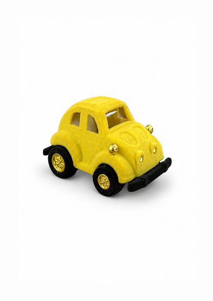 Estuche carro amarillo para anillo tercipelo