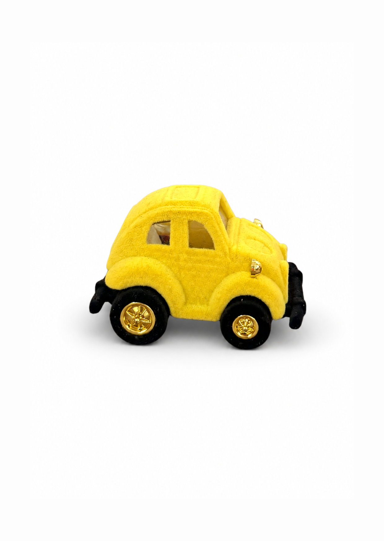 Estuche carro amarillo para anillo tercipelo