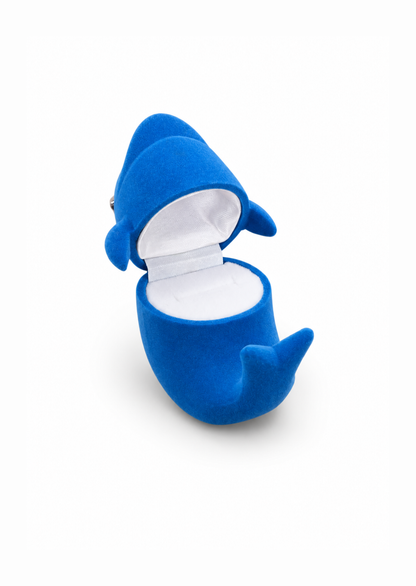 Estuche delfín azul para joyeria tercipelo