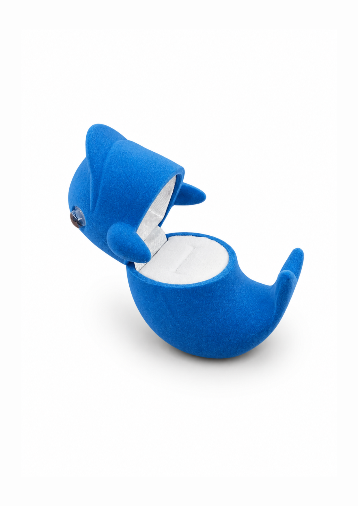 Estuche delfín azul para joyeria tercipelo