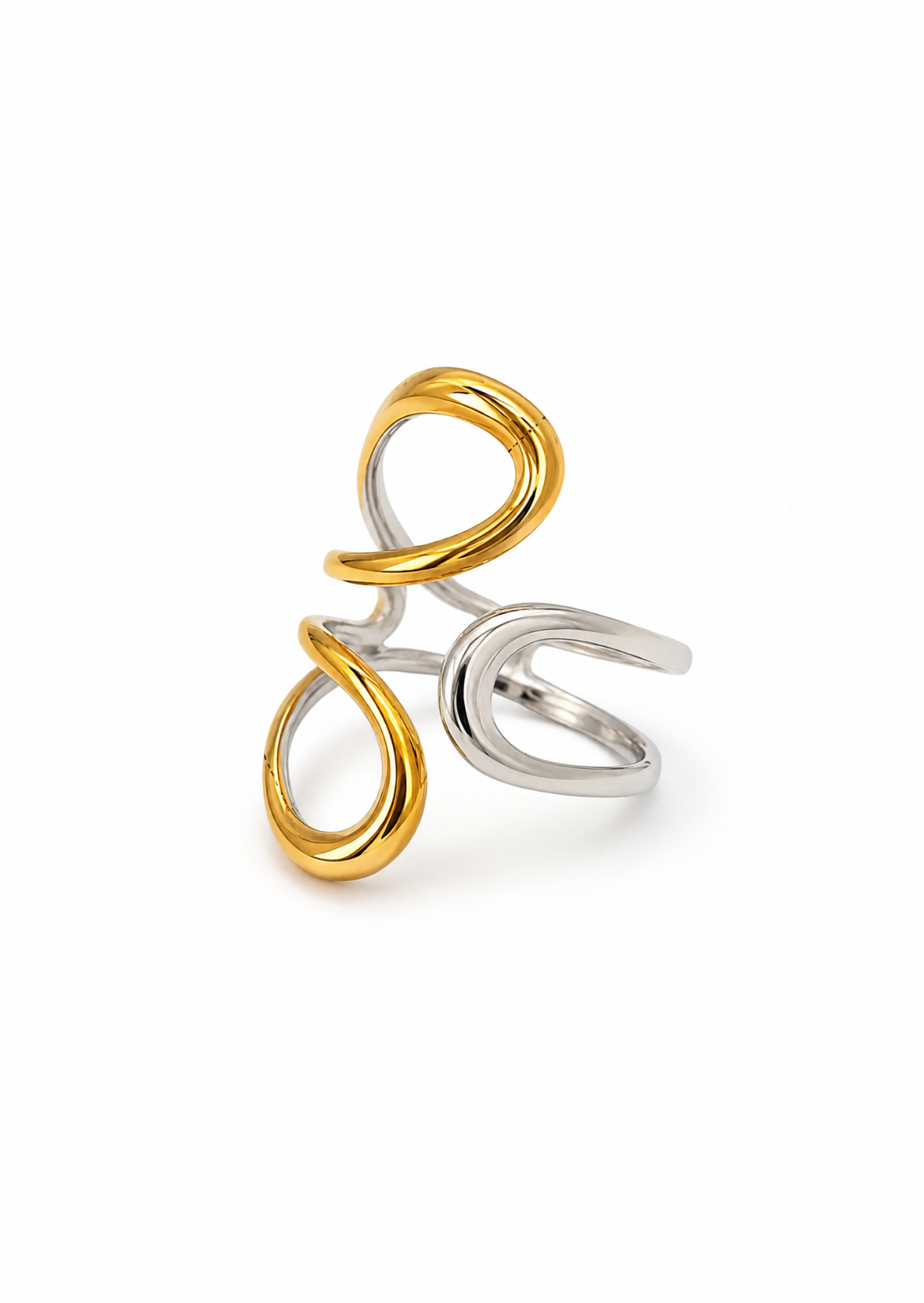 Anillo doble gota bicolor ajustable acero inoxidable