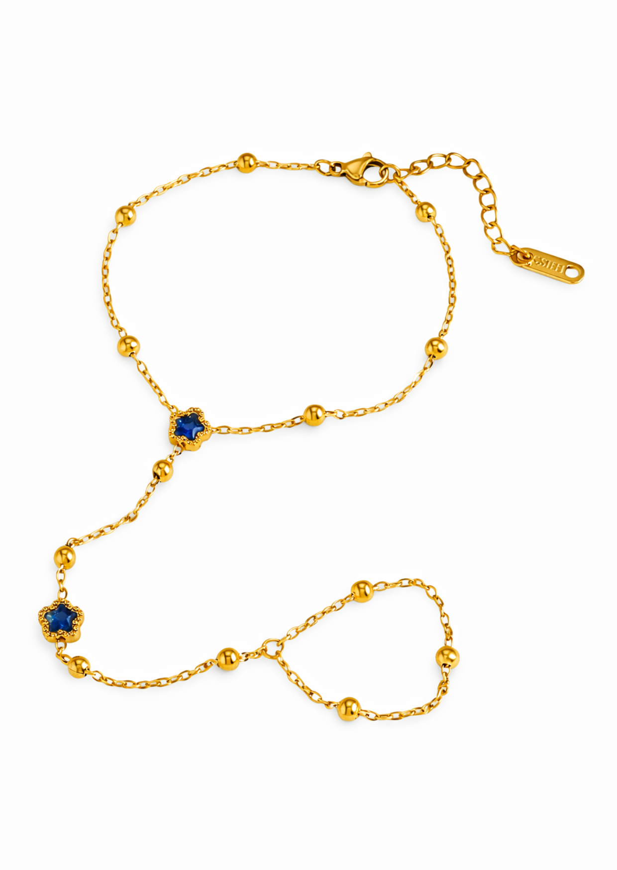 Pulsera árabe pentagrama y circón acero inoxidable