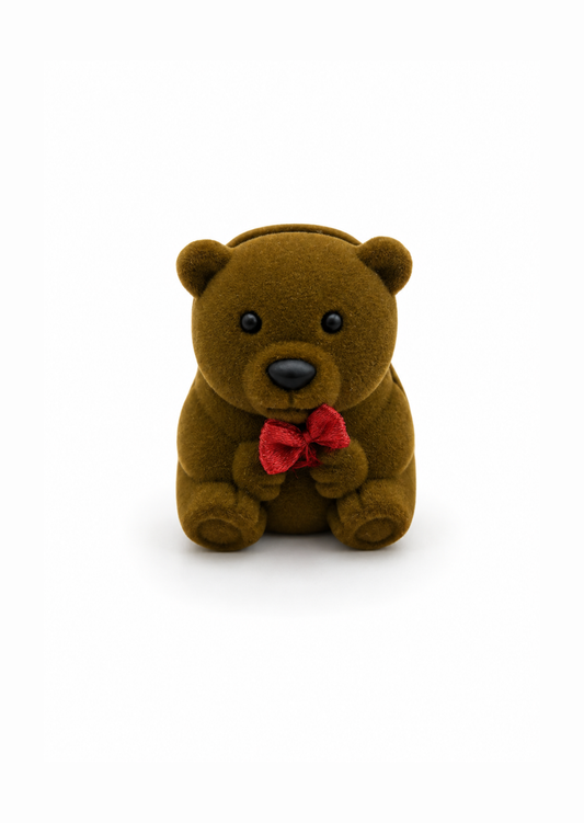 Estuche osito con moño para joyeria tercipelo