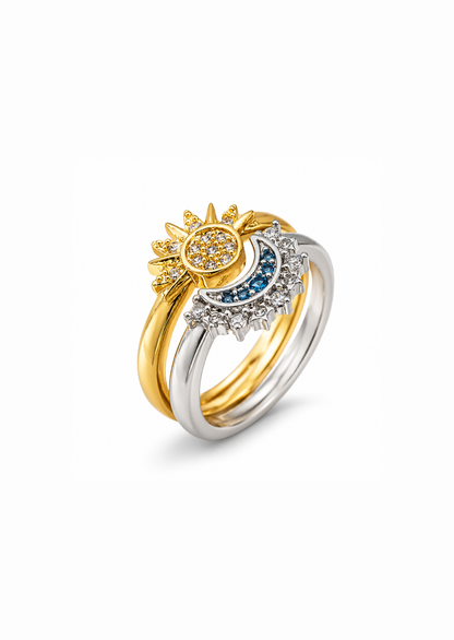 Anillos sol&luna par chapa de oro