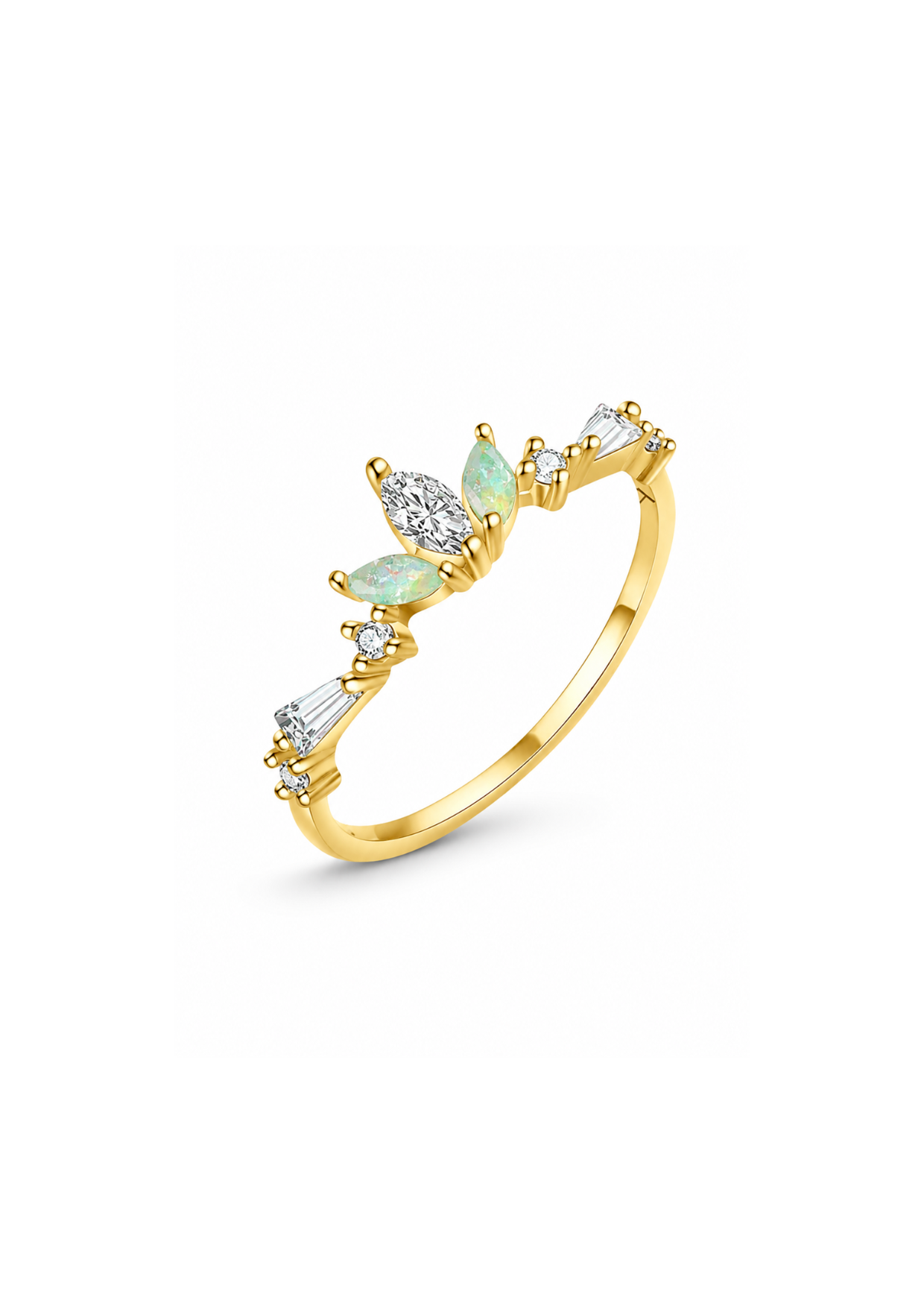 Anillo aurora de ópalo dorado plata de ley 925