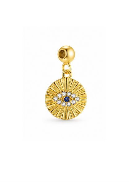 Dije ojo protector redondo con zirconias plata 925