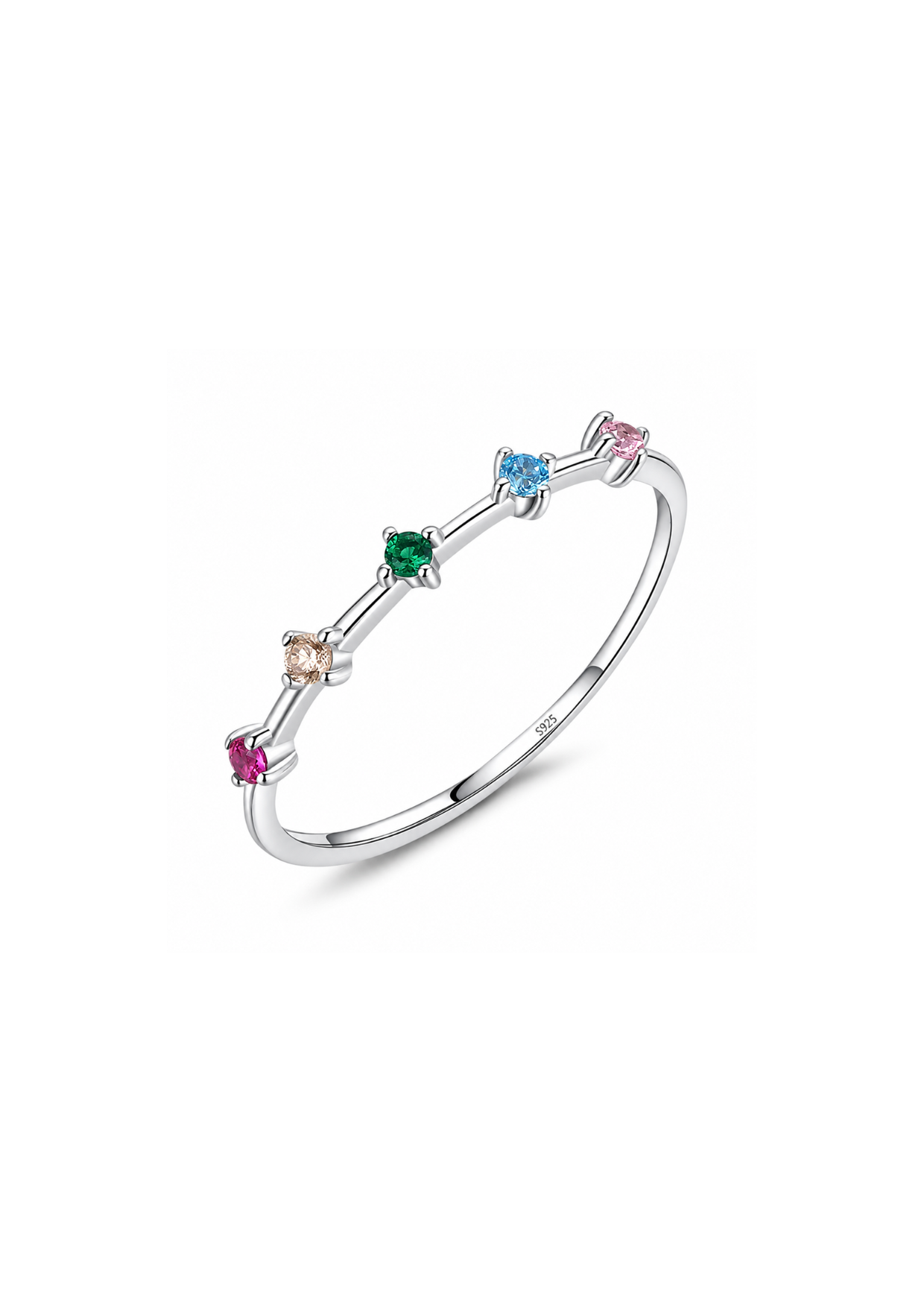 Anillo con zirconias multicolor plata de ley 925