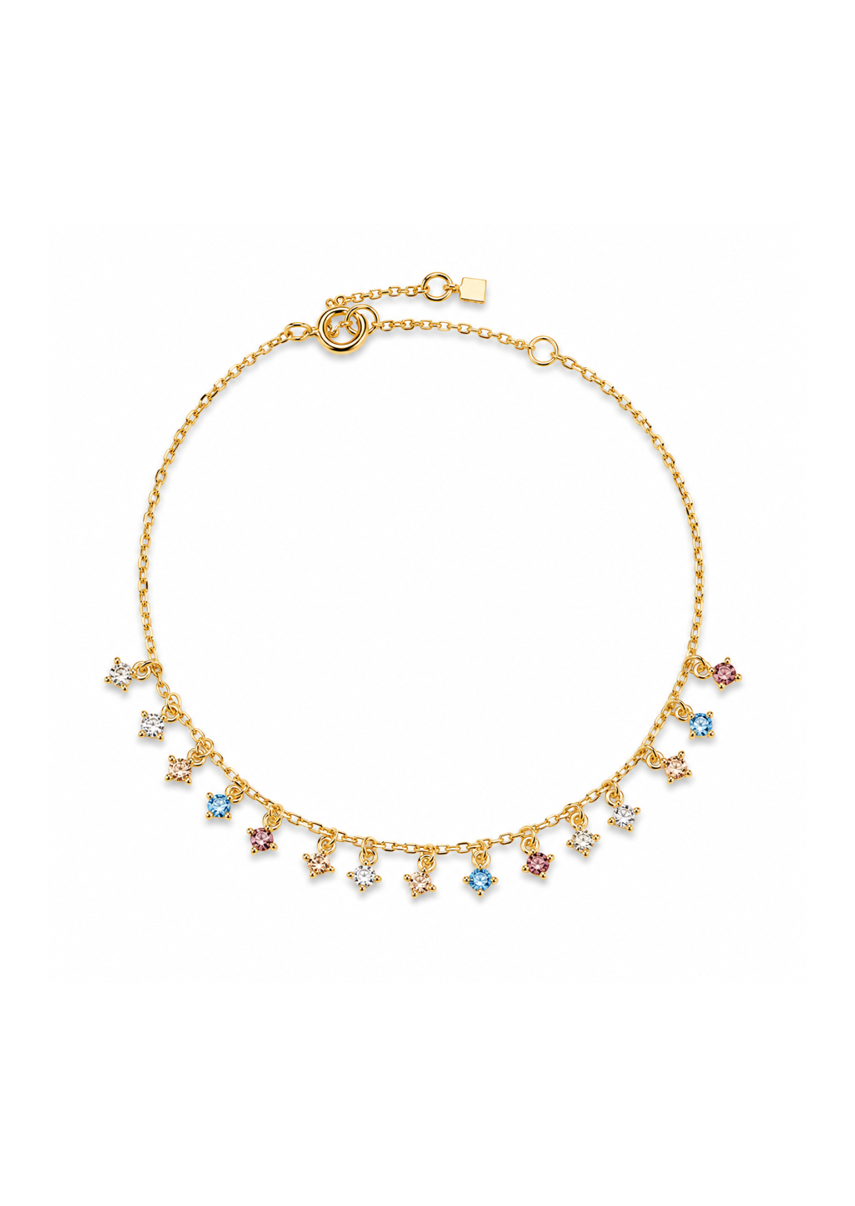 Pulsera con zirconias colgantes multicolor plata de ley 925