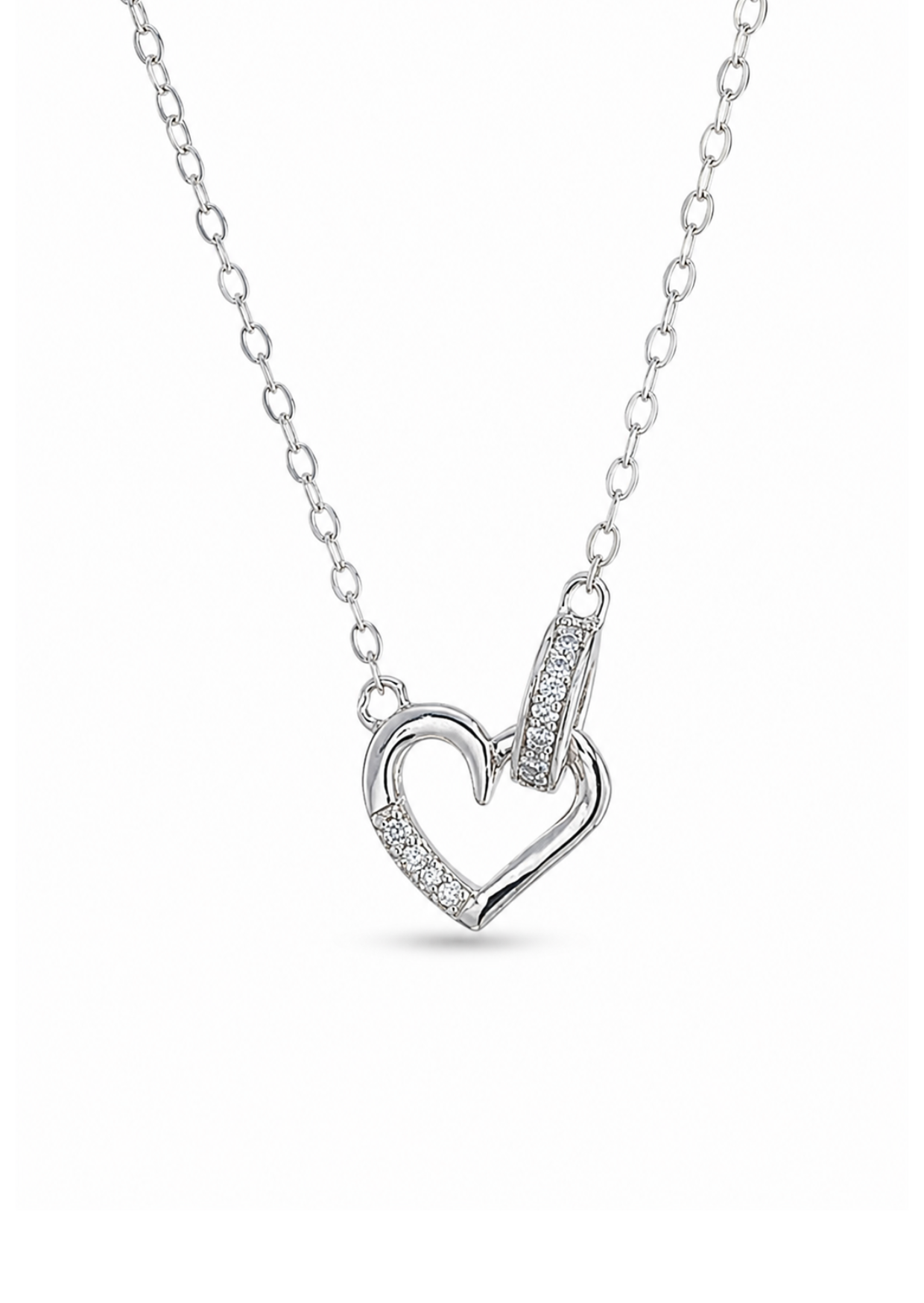Collar corazón abierto y aro plata de ley 925