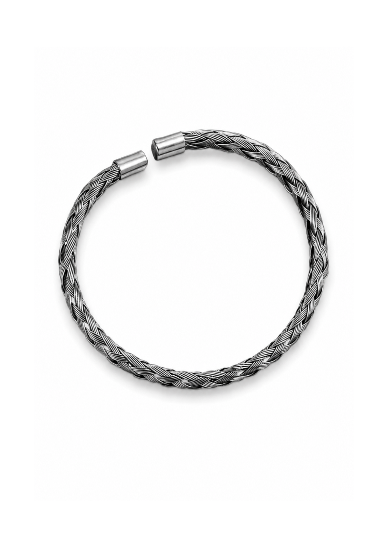 Pulsera trenzada negra ajustable acero inoxidable