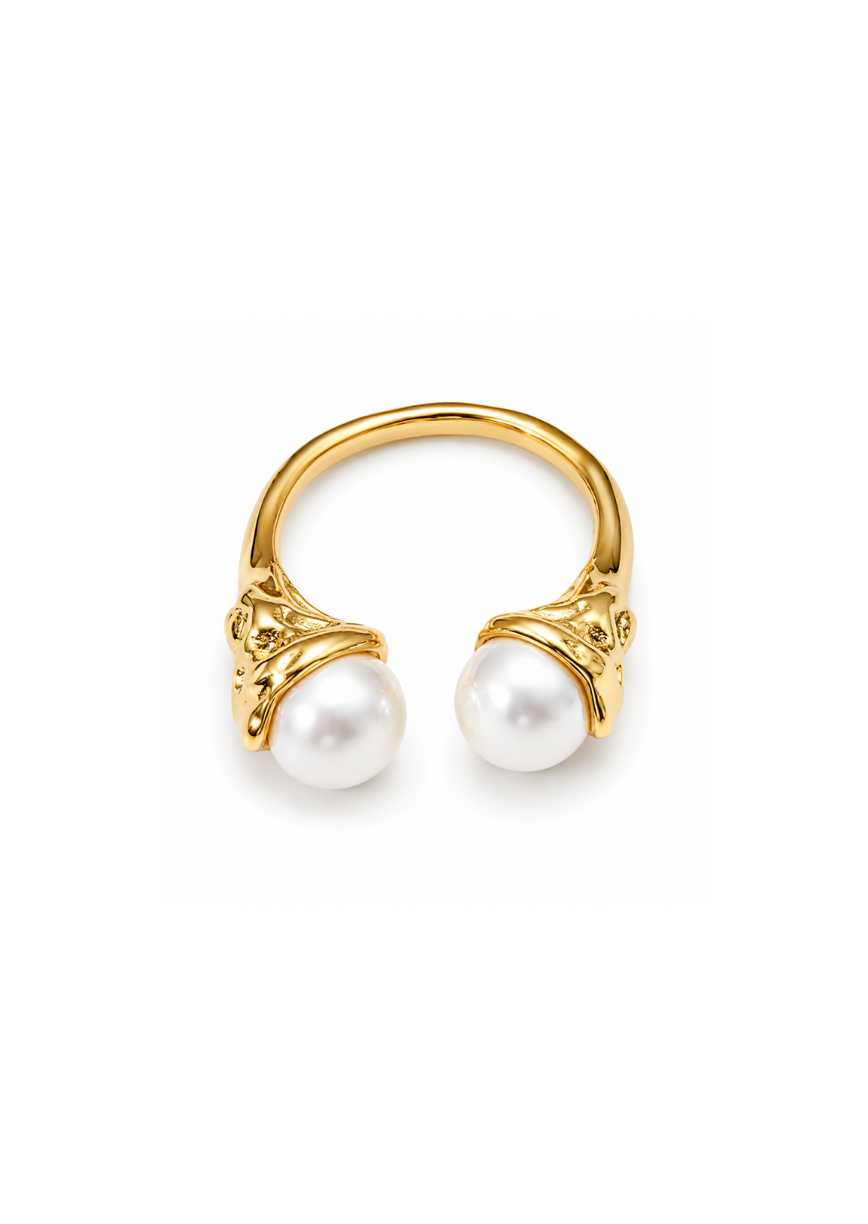 Anillo abierto con doble perla acero inoxidable