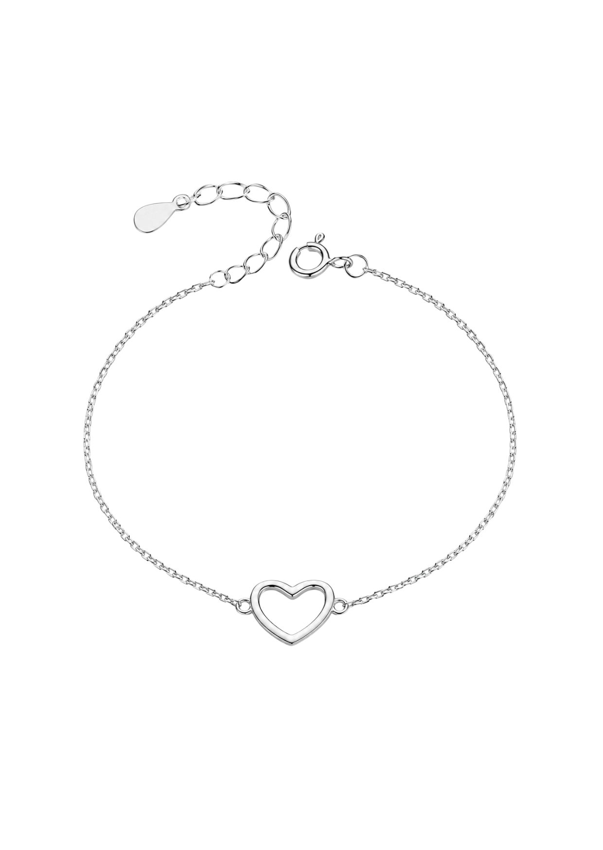 Pulsera con corazón abierto plata de ley 925
