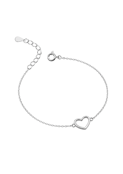 Pulsera con corazón abierto plata de ley 925