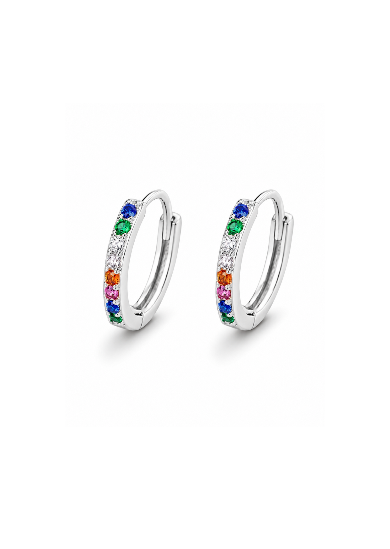 Arracadas con circonias multicolor plata S999