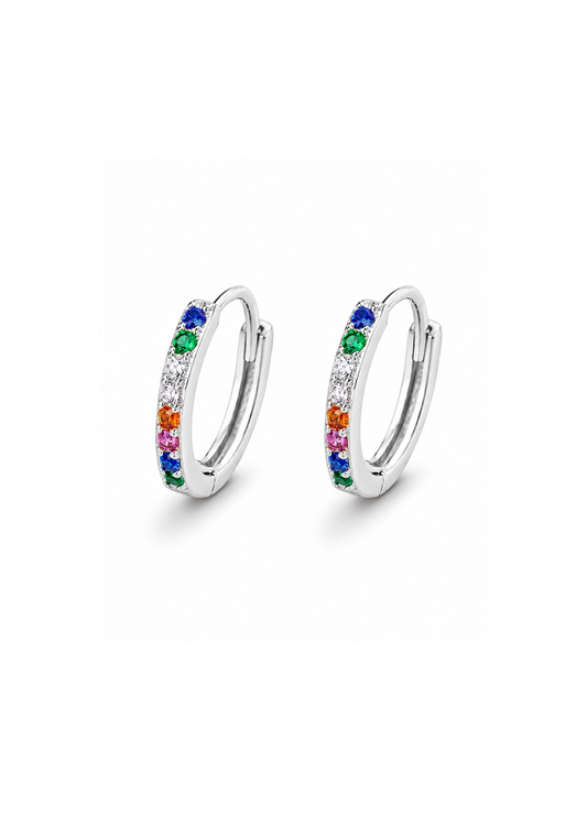 Arracadas con circonias multicolor plata S999